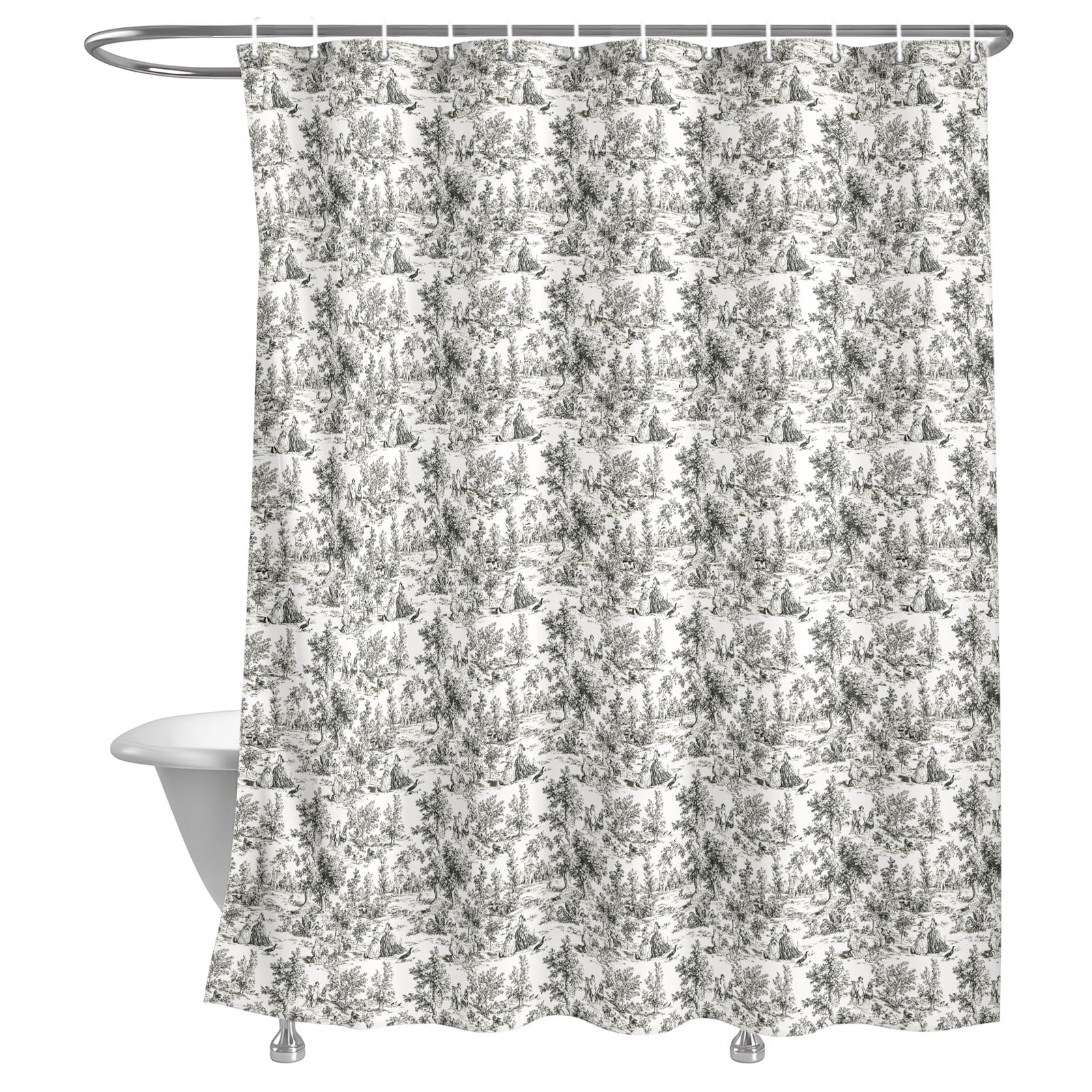 Black Shower Curtain, Cycling Pattern Lightweight Waterproof Fabric ...
