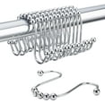thumbnail image 1 of Black Shower Curtain Hooks, Double Shower Curtain Hooks, Stainless Steel Shower Curtain Rings for Shower Curtains, Set of 12, Black, 1 of 6