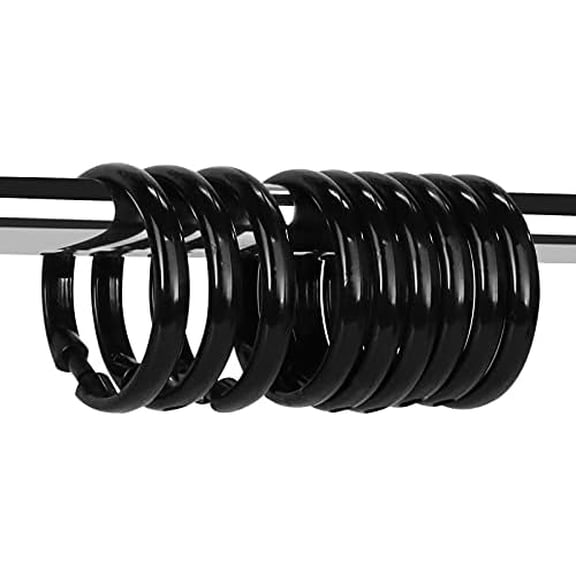 Black Shower Curtain Hooks Rings, 12 Pcs Circular Plastic Shower Curtain Rings for Bathroom, Plastic Shower Curtain Hooks for Shower Curtain Rod, Black Shower Hooks Rings for Shower Curtain
