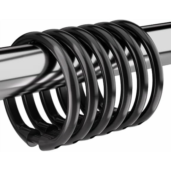 Black Plastic Easy to Snap Closure Shower Curtain O-Shape 12 Count