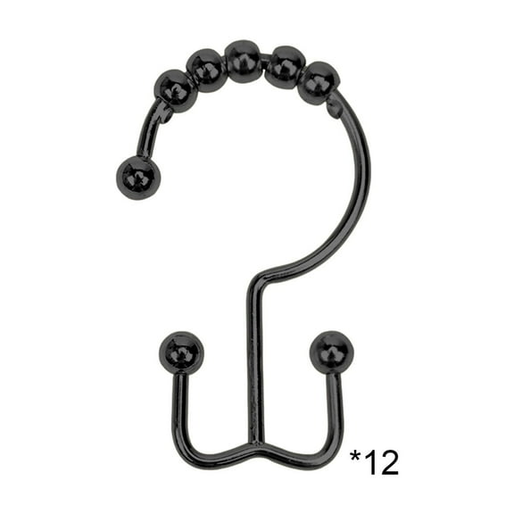 Black Shower Curtain Hooks Rings Iron Rust Proof Easy Clip On Installation For Bathroom Window Curtains 12 Pack 0.58 Lb