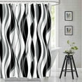 thumbnail image 1 of Black Shower Curtain, Modern Abstract Black and White Striped Shower Curtain Set for Bathroom Waterproof Polyester Shower Curtain with Hooks, 69X84IN, 1 of 7