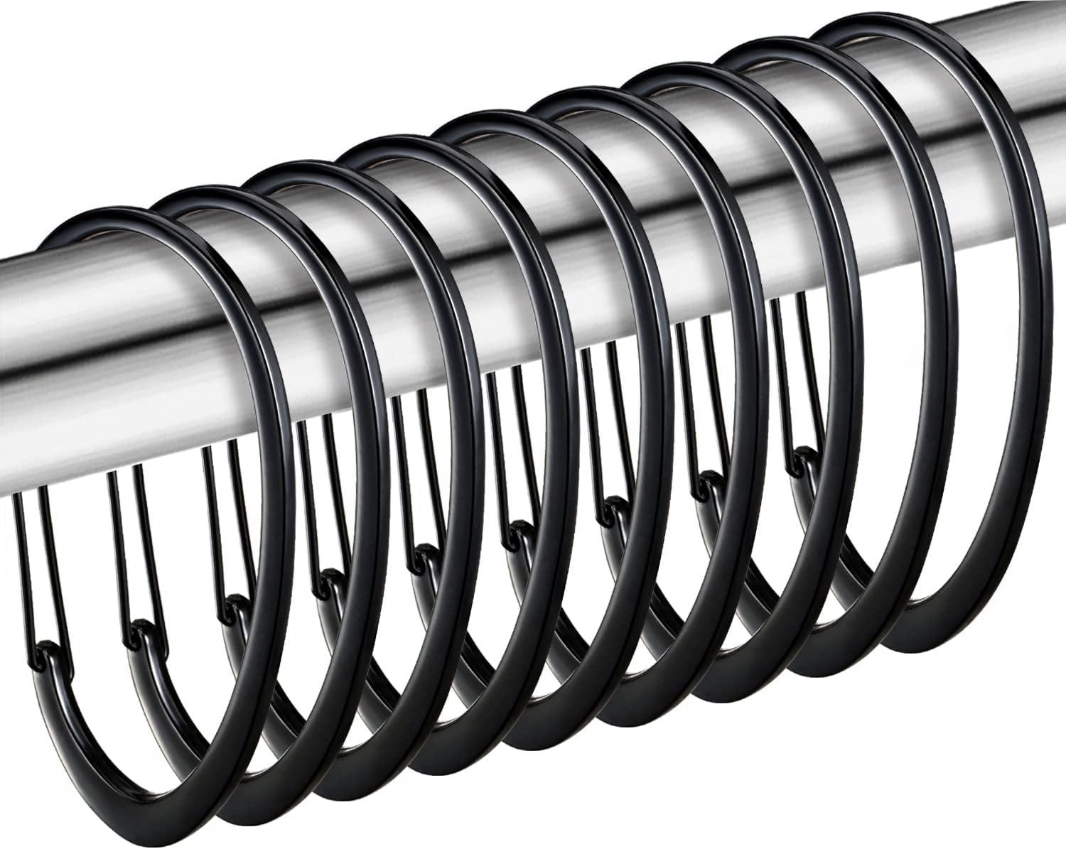 Black Shower Curtain Rings, Rustproof Shower Curtain Hooks for Bathroom ...