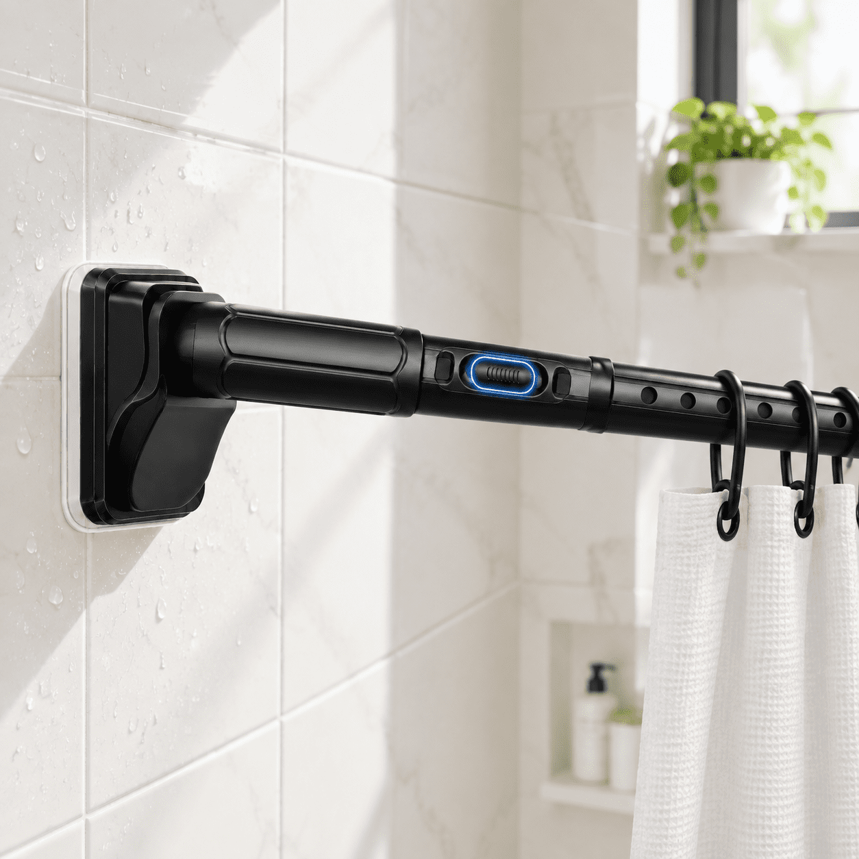 Simple Layout Ad Black Shower Curtain Rod 32-96in(2.66-8ft) No Drill Rods For Window ...
