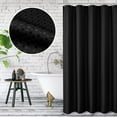 thumbnail image 1 of Black Shower Curtain - Waffle Weave Textured Fabric Shower Curtains for Bathroom, Machine Washable Waterproof Soft Cloth & Hotel Quality, 72Wx72H, 1 of 3
