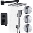 thumbnail image 1 of Black Shower Faucet Set, Wall Mounted Shower Set for Bathroom, 8 Inch Square High Pressure Shower Head, 3-Setting Handheld Shower Faucets Sets Complete with 2 Way Pressure Balance Shower Valve Kit, 1 of 4