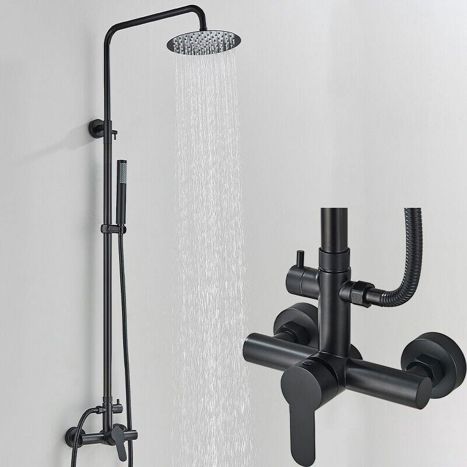 Black Shower Faucet Set Wall Shower System Fixture Stainless Steel Mixer Tap