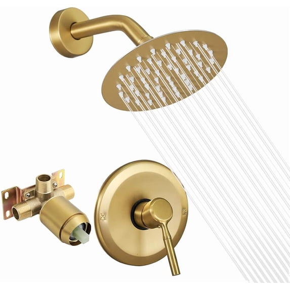 Black Shower Head And Faucet Set Complete With Valve Shower Fixtures ...