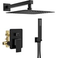 thumbnail image 1 of Black Shower System, Wall Mounted Shower Faucet Set with Valve, 10-Inch Rainfall Shower Head with Handheld Combo Spray, 59'' Long Shower Hose and Shower Trim Kit, Matte Black, 1 of 7