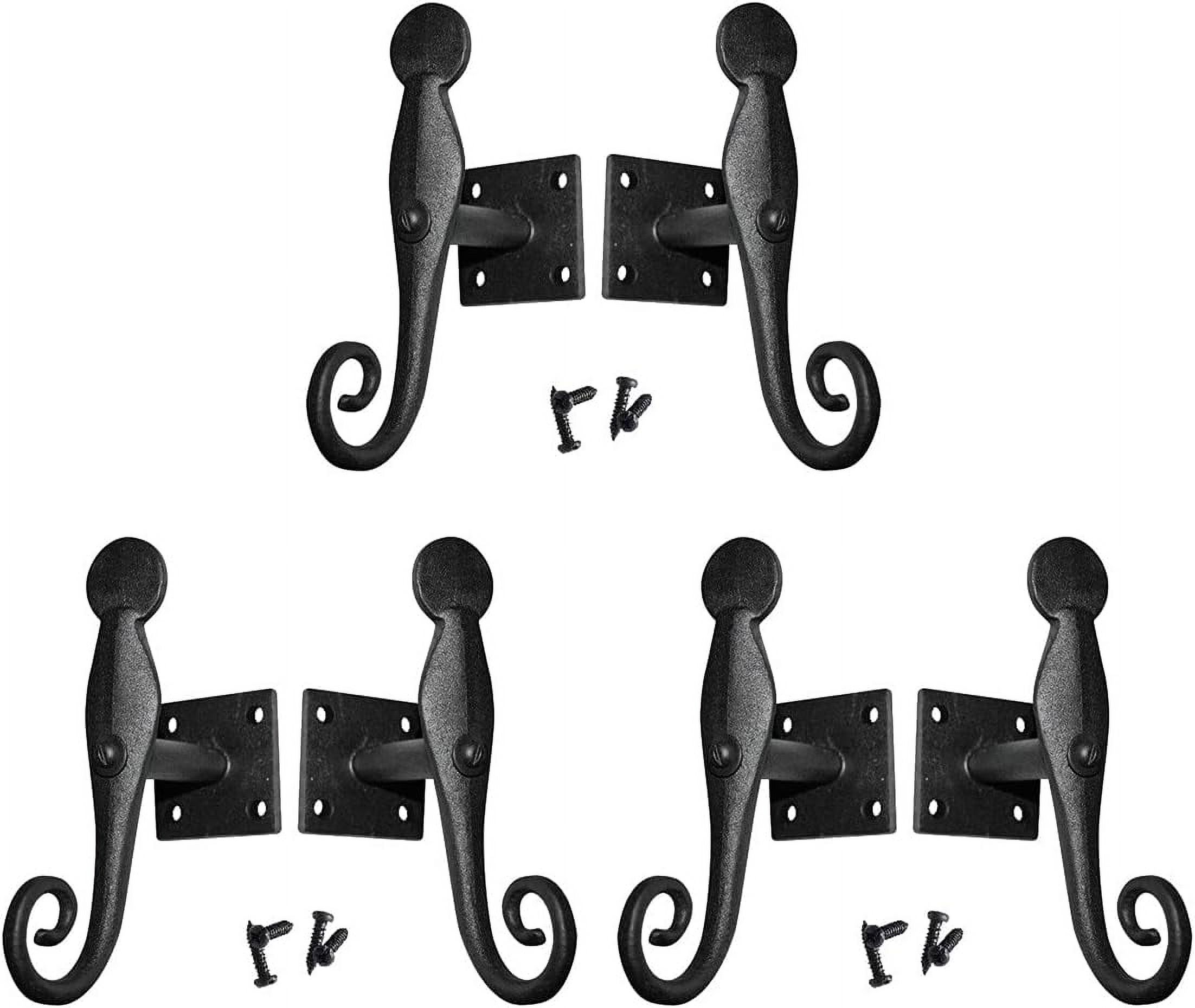 Black Shutter Dogs 5.5 In Rat Tail Shaped Wrought Iron Shutter Dog Pair