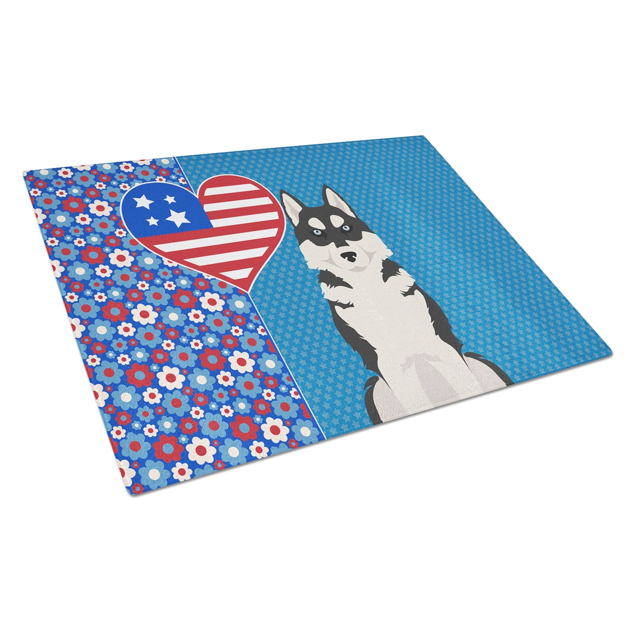 Black Siberian Husky Glass Cutting Board Large 12 in x 15 in
