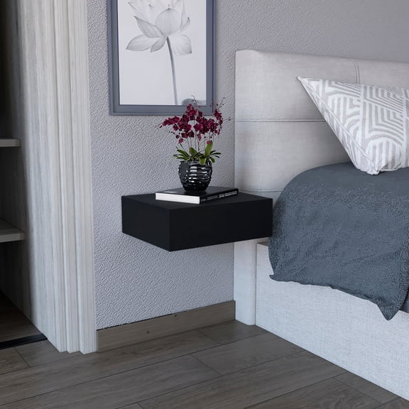 Black Side Table With Drawer, For Bedroom Space Saving, Nightstand Option Drawer - Black, Optimization,
