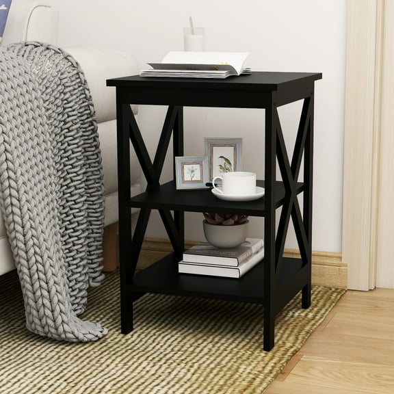 Black Side Table With Lacquer Treatment Special Painted In Black, Made From Superior X