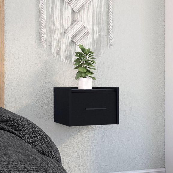 Black Side Table with Drawer | Easy to Mount on Wall | Provide Storage in Limited Floor Areas