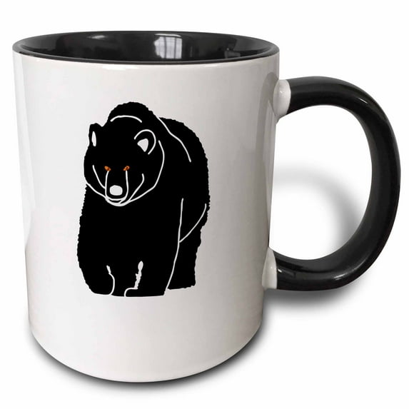 3drose, Black Silhouette of a Bear on White. Add Your Custom Text, 11oz Two-tone Black Mug