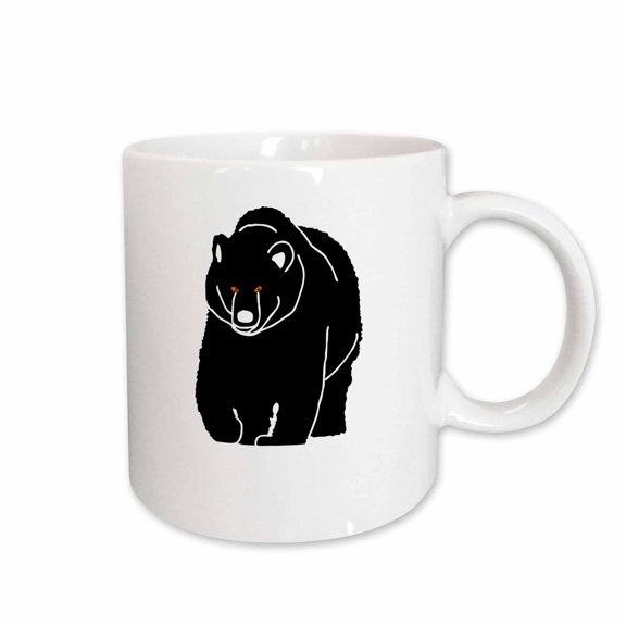 3drose, Black Silhouette of a Bear on White. Add Your Custom Text, 15oz Mug