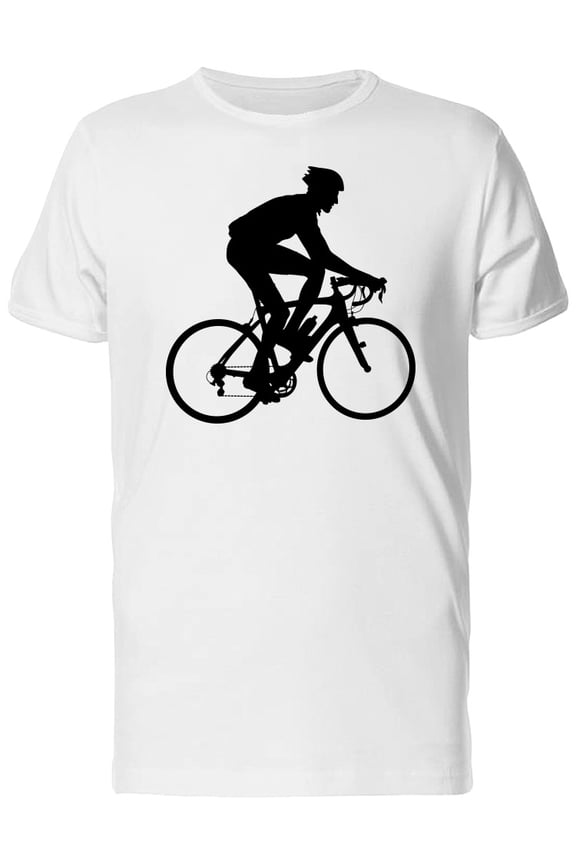 Black Silhouette Of Cyclist Man T-Shirt Men -Image by Shutterstock, Male Large