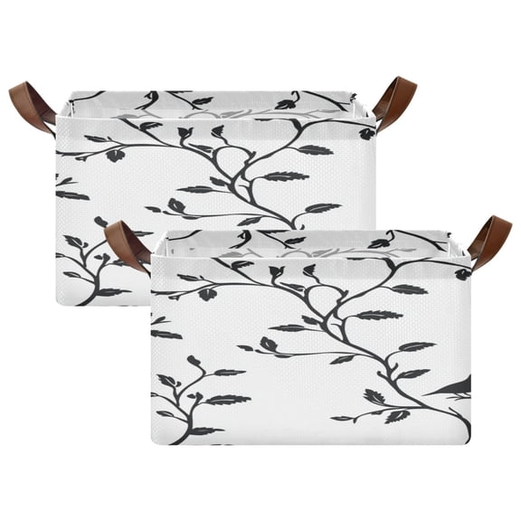 Black Silhouette Pattern 16.9x11.4x10in Foldable Open Home Storage Bins Durable Water Resistant Shelf Baskets