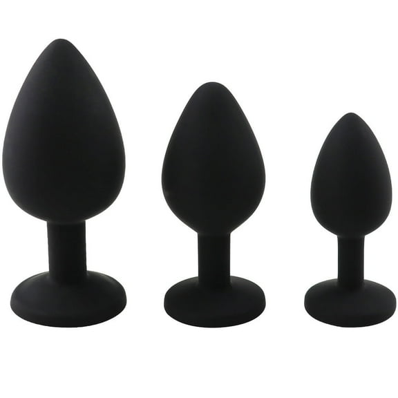 Black Silicone Anal Butt Plug Sex Toy Adult Small/Medium/Large Beginner Trainers