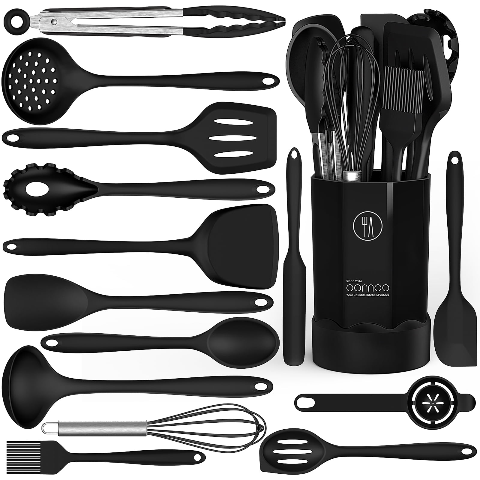 Silicone Cooking Utensils Set - 446°F Heat Resistant Silicone Kitchen  Utensils for Cooking,Kitchen Utensil