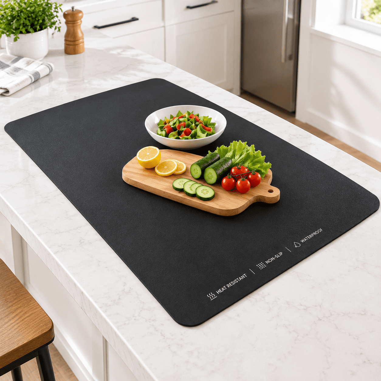 Black Silicone Countertop Mat, 35.4