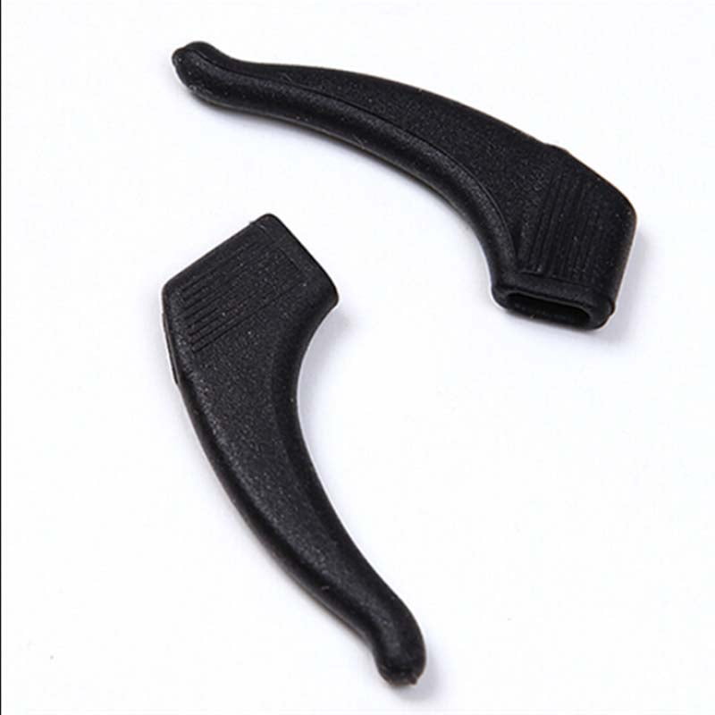 (Black) Silicone Glasses Ear Hooks Tip Eyeglasses Grip Anti Slip Temple