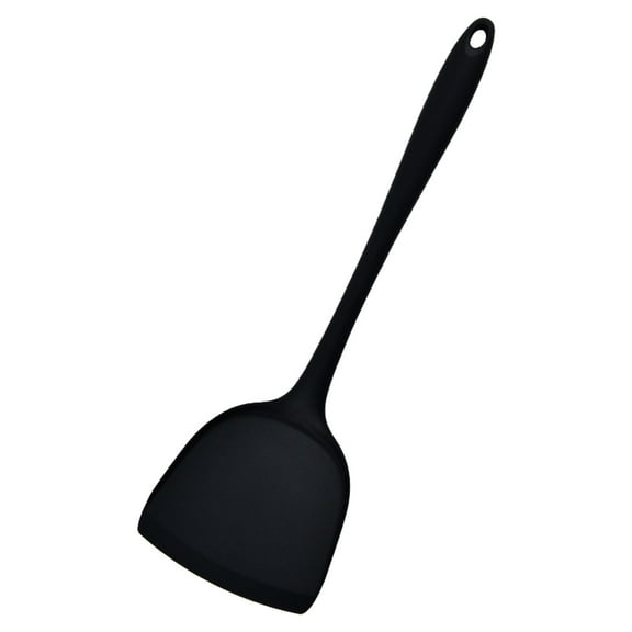 Black Silicone Non Stick Cooking Spatula Heat Resistant Flexible Egg Turner For Home Kitchen Wok Pan Daily Cooking Use