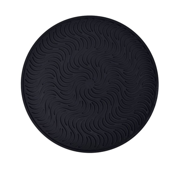 Black Silicone Pot Holder Heat Insulation Mat Circular High Temperature Proof Placemat for Kitchen Dining Table Oven Pan 8.07X8.07X0.29 Inches