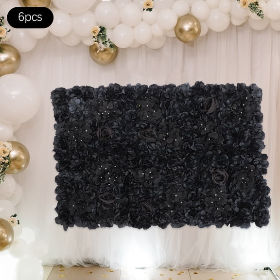 Black Silk 14.96x14.96 Inch Six-Piece Flower Wall Hydrangea Dali Rose Art Wall Simulation Plant Decorative Board