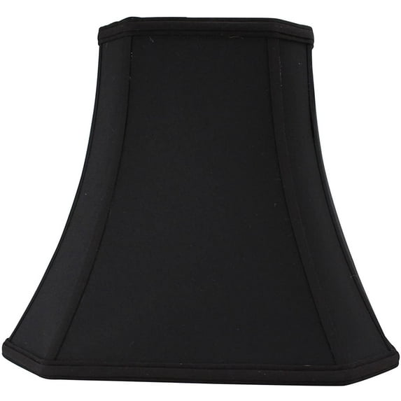 Black Silk 14 Inch Cut Corner Square Bell Lampshade with Matching Harp and Finial