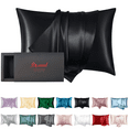 Black Silk Pillowcase for Hair and Skin Made in USA, 100 Mulberry Silk