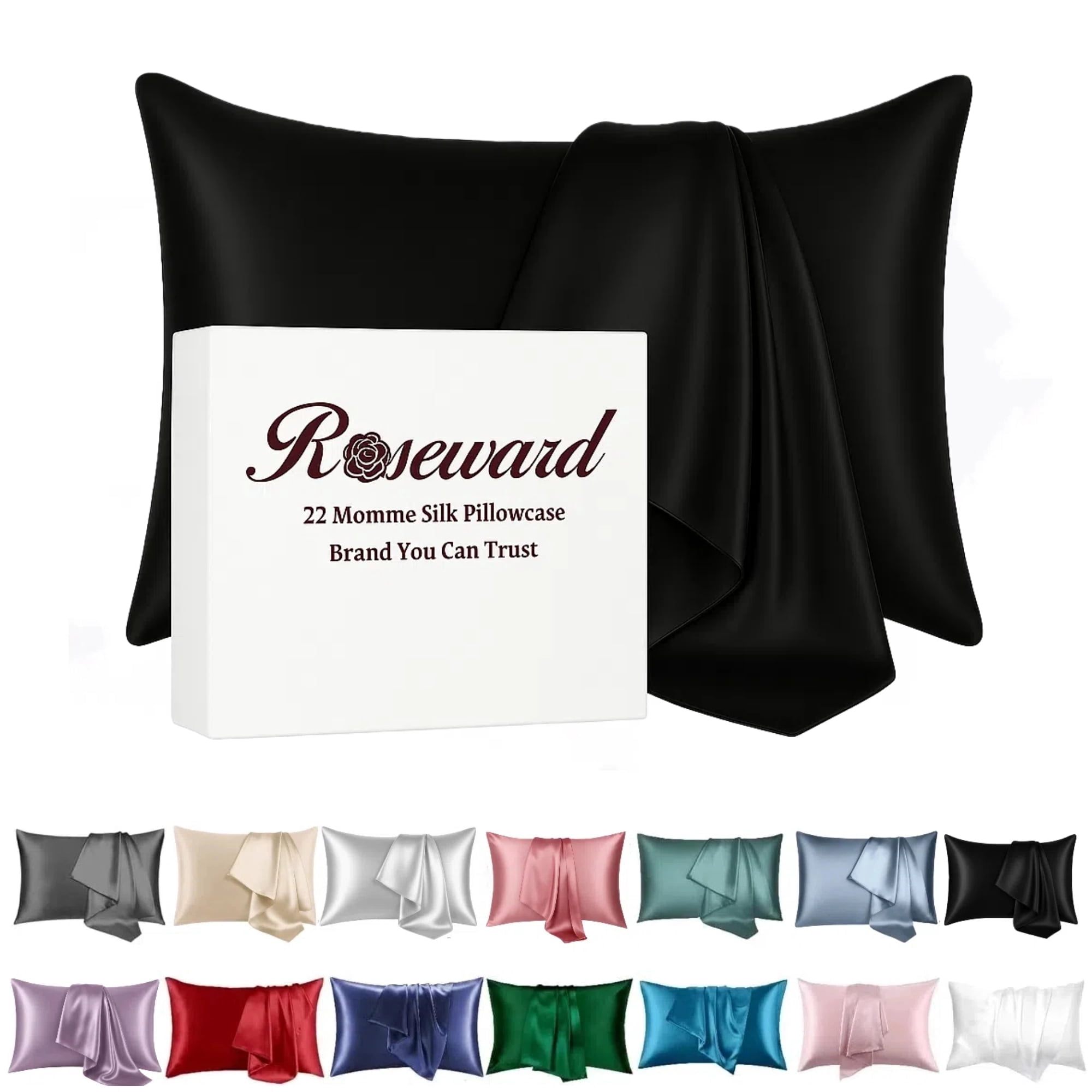 Black Silk Pillowcase for Hair and Skin Made in USA, 100% Mulberry Silk, 22 Momme, Hypoallergenic Pillow Cases with Zipper, 6A Grade Pure Silk, Anti Aging, Acne Free, 1 Pc 20"x30"