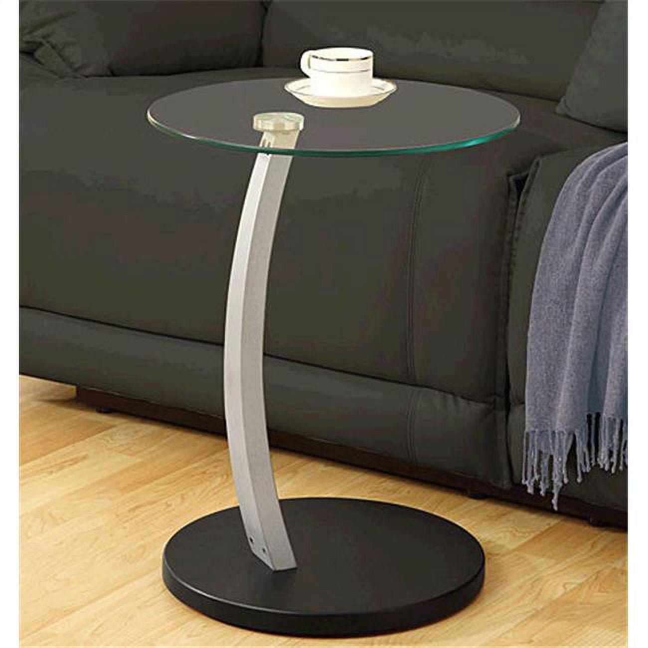Black Silver Bentwood Accent Table With Tempered Glass