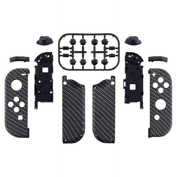 Black Silver Carbon Fiber Housing w/Full Set Buttons Replacement Shell for Nintendo Switch/OLED Joycon
