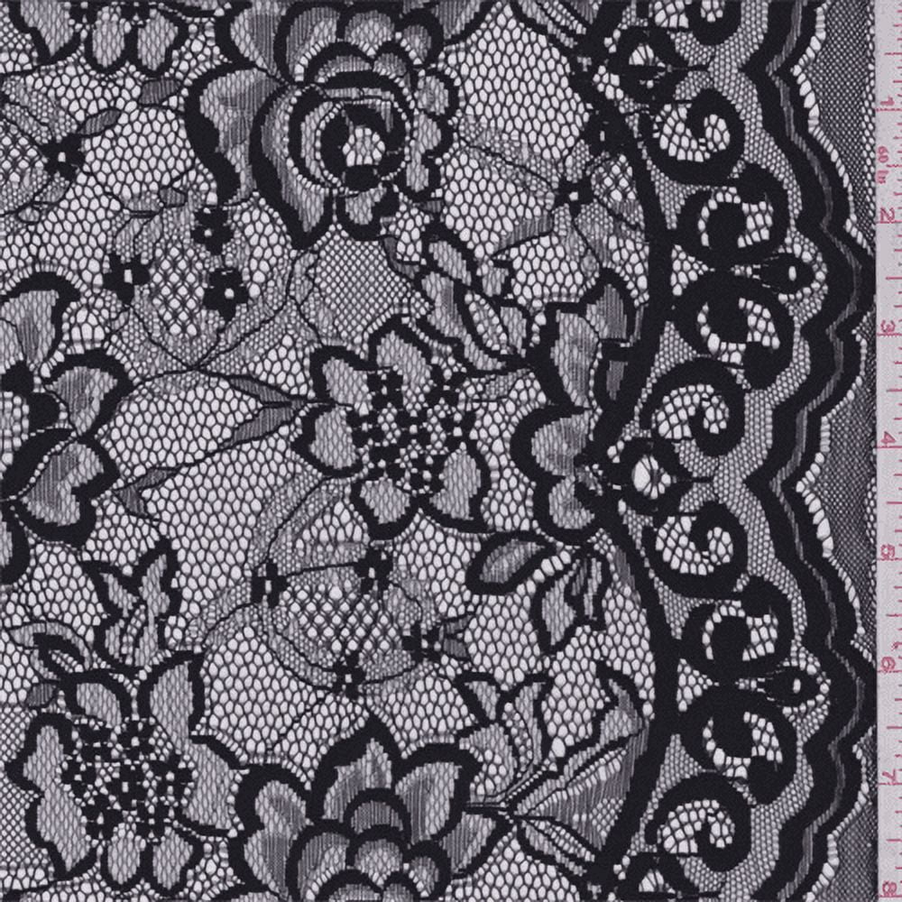 Black and silver lace fabric deals