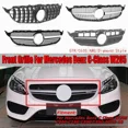 thumbnail image 1 of Black/Silver Front Grill Front Bumper Racing Grill For Mercedes For Benz C Class W205 C200 C250 C300 C350 2015-2018 Body Kit, 1 of 7