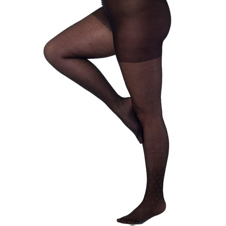 Black Silver Glitter Dotted tights Plus Size  Women's Plus Size Fashion  Tights 
