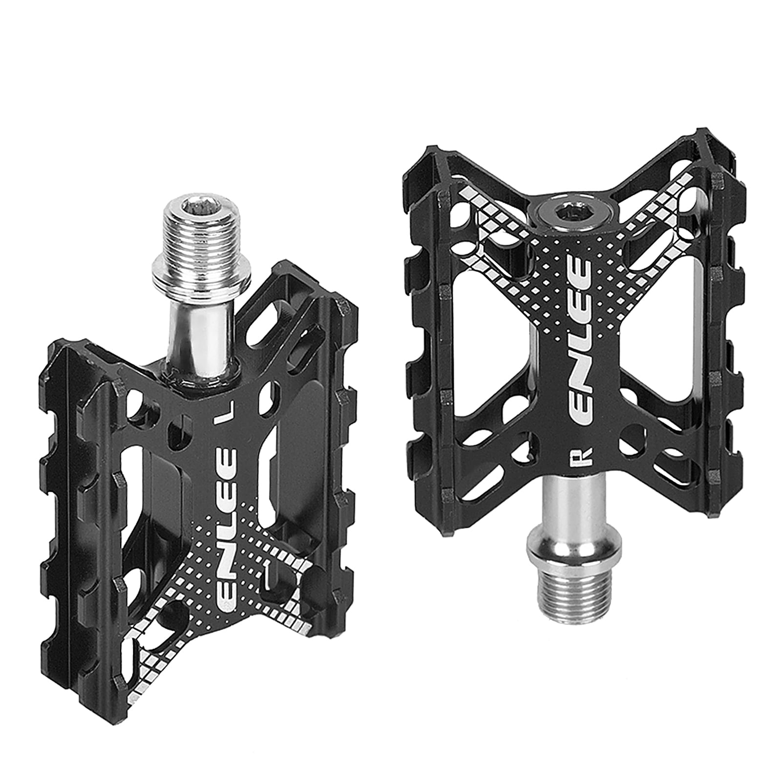 Black/Silver/Gold Aluminium Alloy Flat Platform Pedals, Mountain Bike
