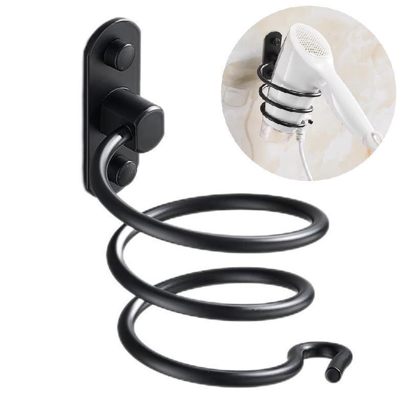 Black/Silver/Gold Bathroom Hair Dryer Holder, Spiral Blow Dryer Rack ...