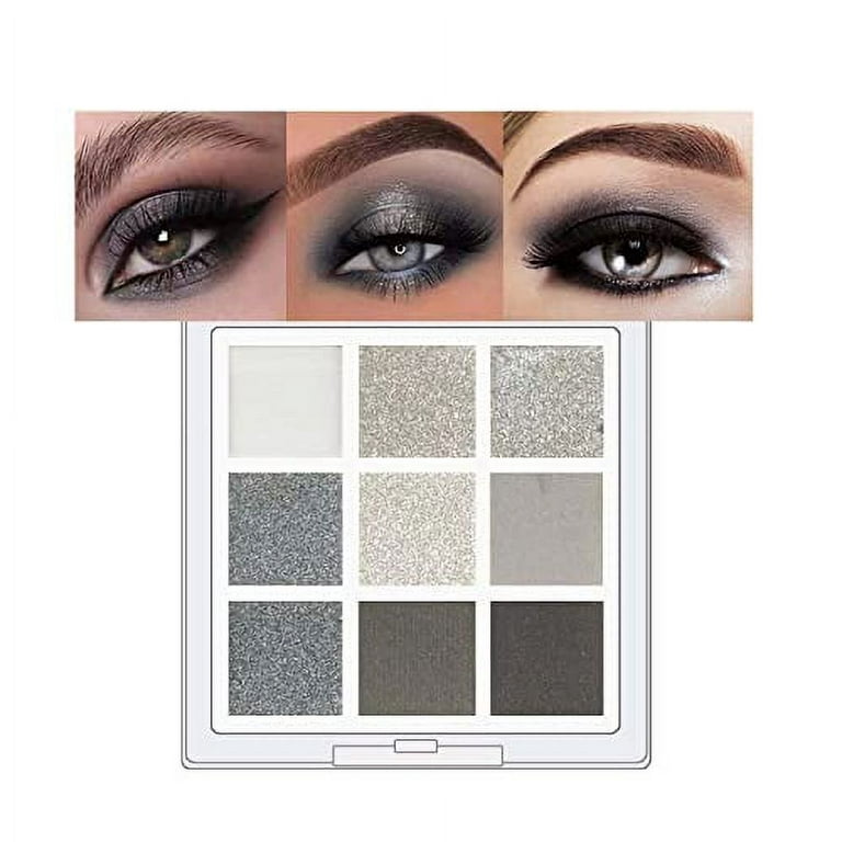 Matte Smokey Earth Color Glitter Eyeshadow Palette Shiny Sequin Eye Shadow  Make Up Cool Toned Gray