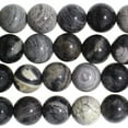 thumbnail image 1 of Black Silver Leaf Jasper 8mm Round 8 inch Strand, 1 of 1