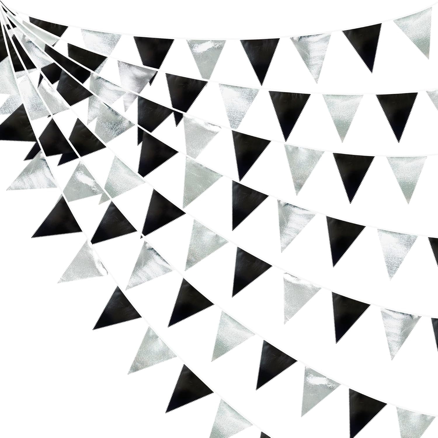 Black and Silver Party Decorations Triangle Pennant Banner Flag ...