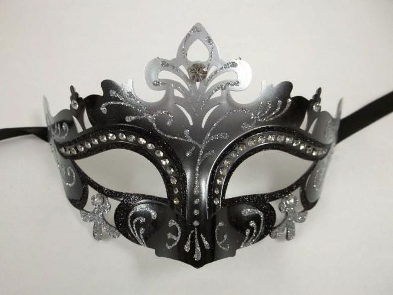 Masqueradeドロリス　SEC + Black Silver Princess Laser Cut Mardi Gras Masquerade Mask