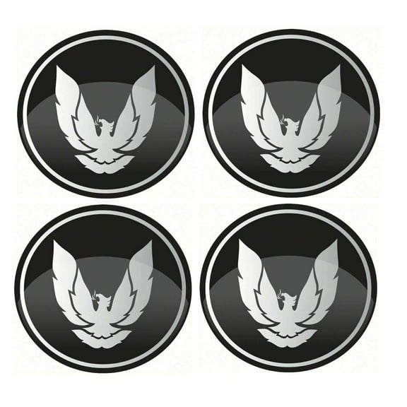 Black/Silver R15 Wheel Center Cap Decal Set 1967-2002 Pontiac Firebird/Trans AM