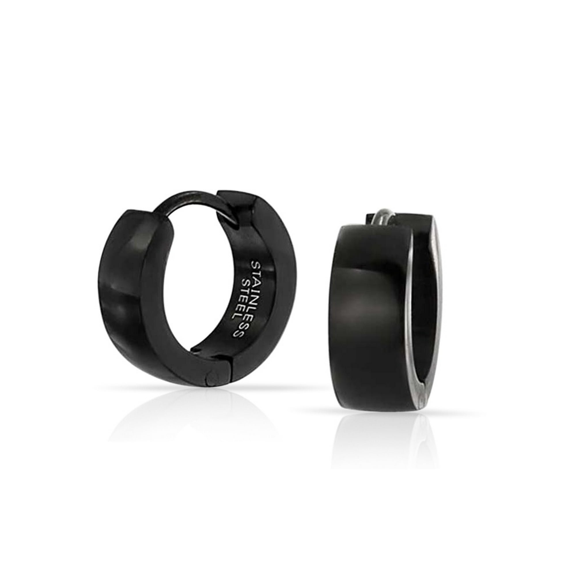 Mens Black Hoop Earrings