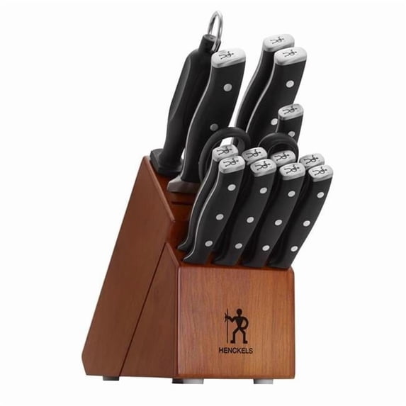 Black & Silver Stainless Steel Chefs Block Knife Set, Satin - 15 Piece