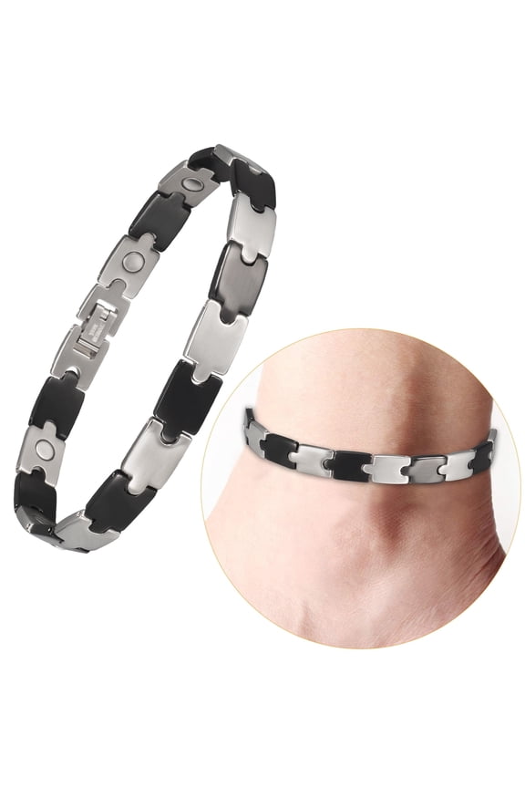 Black&Silver Stainless Steel Magnetic Anklets for Women, (9.44'')24cm, Ankle Bracelets, Valentine's Day Gift for Wife