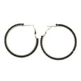 thumbnail image 1 of Black & Silver-Tone Colored Metal Hoop-Earrings With Bead Accents #LQE2237, 1 of 2