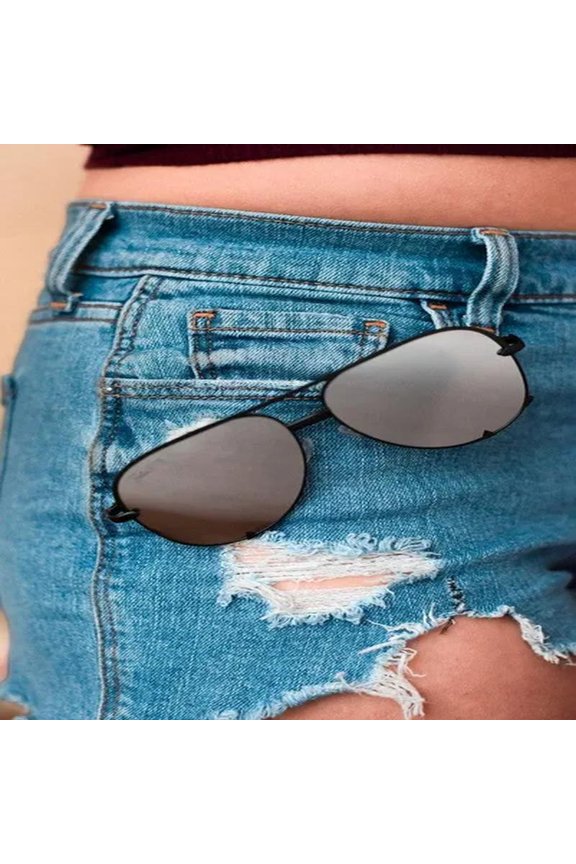 Black/Silver Unisex Aviator Sunglasses