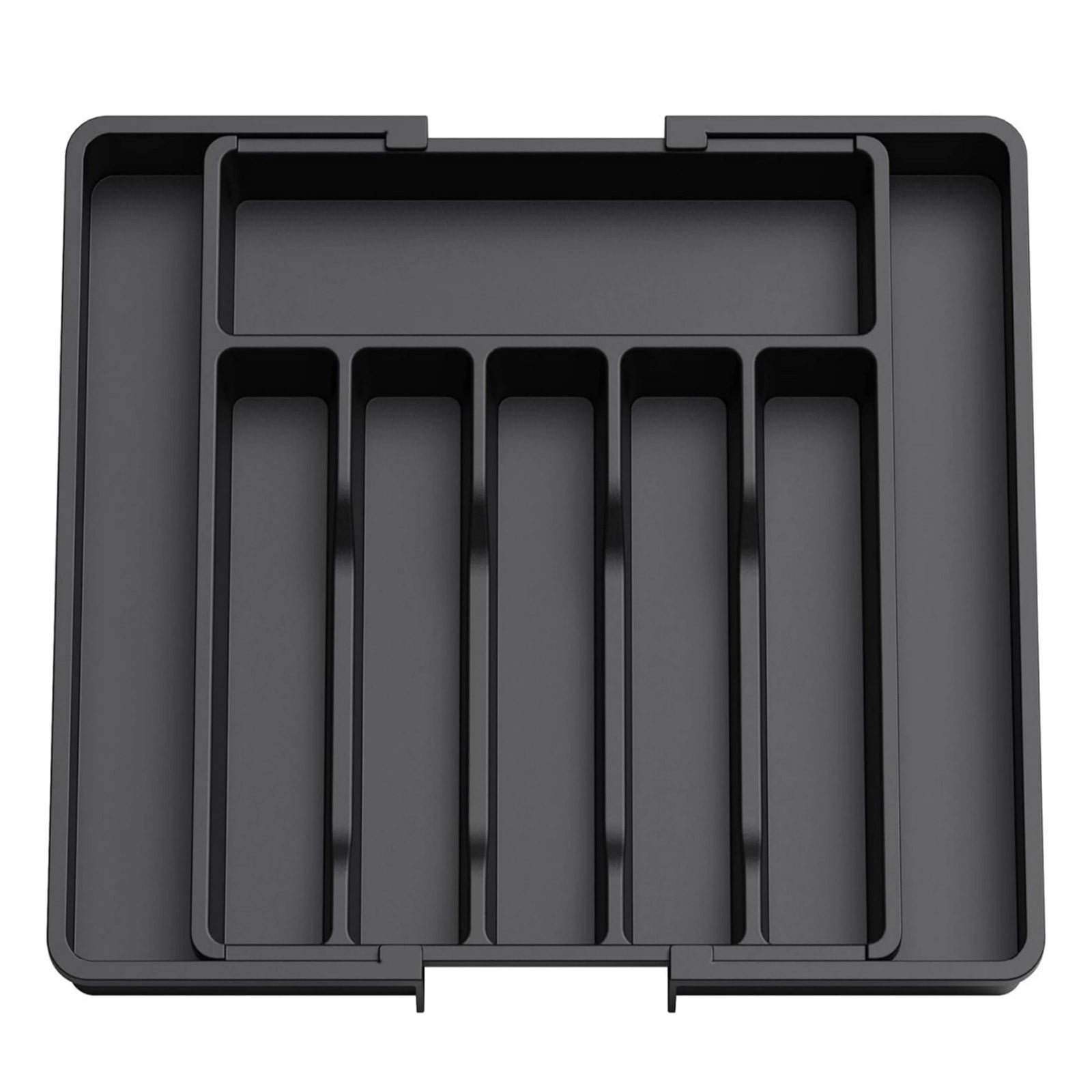 Black Silverware Organizer Kitchen Drawer Organizer Expandable Plastic Utensil Holder Cutlery Tray for Kitchen Utensil and Flatware Bedroom Office